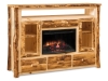 LR727-A: Log 5 1/2 Foot TV Cabinet with Fireplace-Aspen-FS