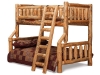B142-RP: Log Bunk Bed: Full-Twin-Rustic Pine-FS