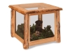T511-RP: Log End Table w/Glass-Rustic Pine-FS