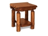 T507-RPST: Log End Table w/Shelf Stained-Rustic Pine-FS