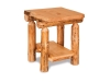 T507-RP: Log End Table w/Shelf-Rustic Pine-FS