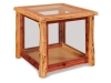 T511-RC: Log End Table w/Glass-Red Cedar-FS